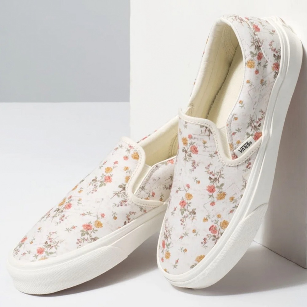 Vans vintage floral slip ons